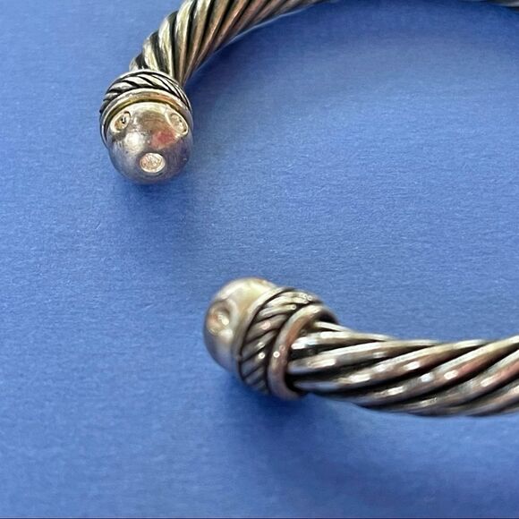 VTG Rhinestone Inlay Silver Tone Twist Cable Cuff - Picture 8 of 16